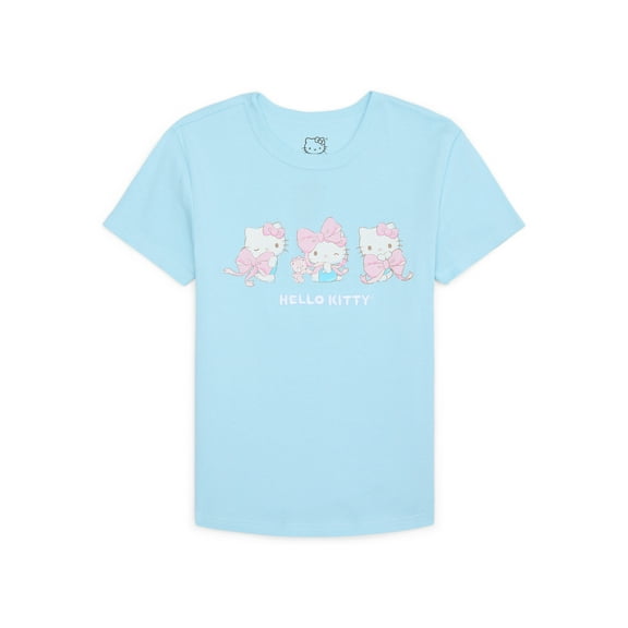Hello Kitty Women’s Cotton Graphic Skimmer Tee with Embroidery, Sizes XXS-XXL