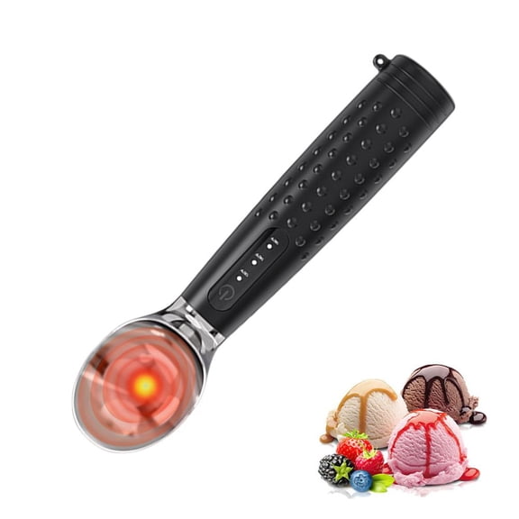 Electric Heated Ice Cream Scoop with 3 Temperature Modes, Cordless Zinc Alloy Scooper with 2600mAh Battery, IPX6 Waterproof for Hard Frozen Desserts, USB-C Rechargeable, 7.4-Inch