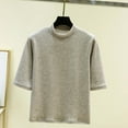 thumbnail image 4 of Ounisa Women's Oversized Crewneck Three-Quarter Short Sleeve Dropped Shoulder Pullover Spring Outfits, 4 of 9