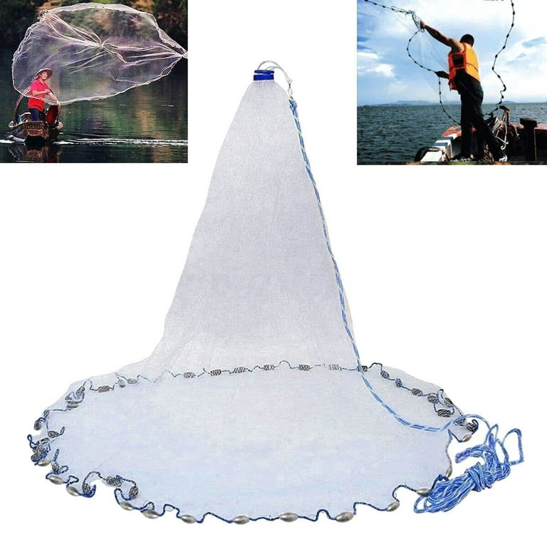 6/8/10/12/16FT Fishing Cast Net Bait Easy Throw Hand Cast Strong Nylon Trap  Fishing Net