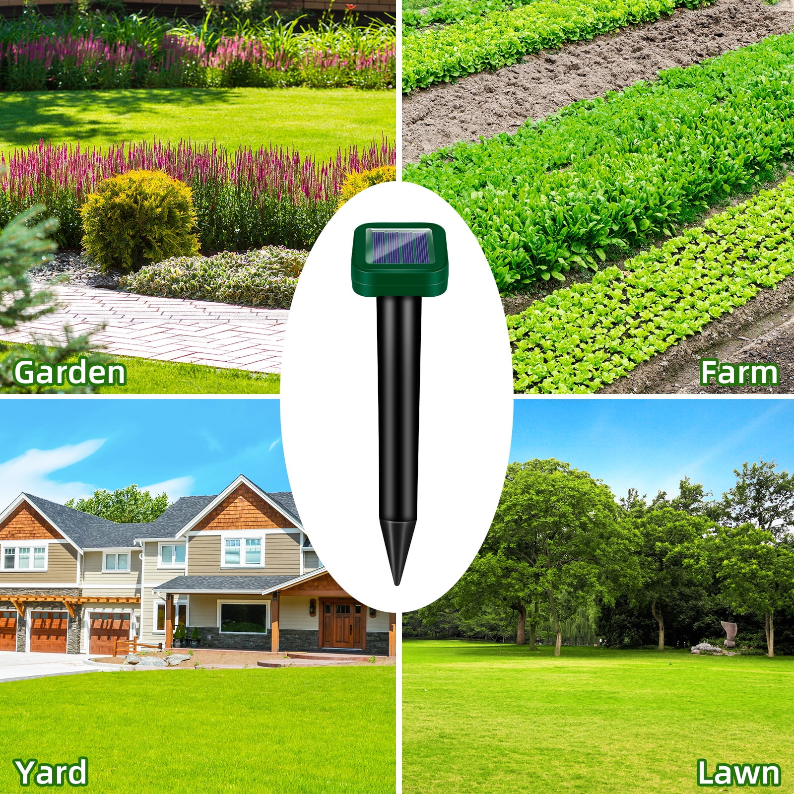 Paddsun Solar Mole Repellent, 8 Pack Ultrasonic Animal Repellent Outdoor Solar Powered Waterproof Sonic Burrowing Mole Deterrent Stake for Mole Snake for Yard Lawns