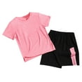 thumbnail image 2 of RTKFRFLM Kids Boys Sports Shorts Sets Active Girls Sports Suit Short Sleeve T Shirt Tops With Shorts Summer Clothing Set Jogging Football Tracksuit Quick Drying Summer Activewear Sets,Size 7-8 Years, 2 of 4