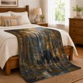 thumbnail image 6 of Black Bear Family beside Forest River and Tall Pines, Peaceful Wildlife Scene for Bear Lovers, Warm Flannel Blanket for Cabin and Lodge, Father's Day Gift, Rustic Home Decor, 6 of 7