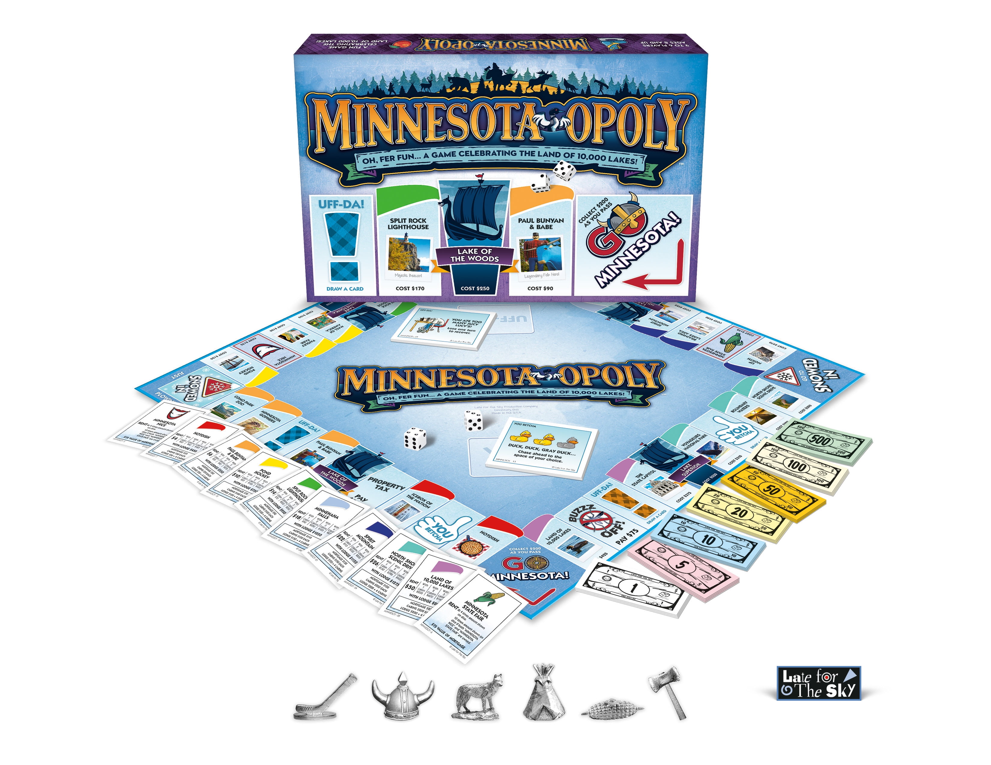 Late For The Sky: Minnesota-Opoly - State Themed Family Board Game, Opoly-Style Game Night, Traditional Play Or 1 Hr Version, Ages 8+, 2-6 Players