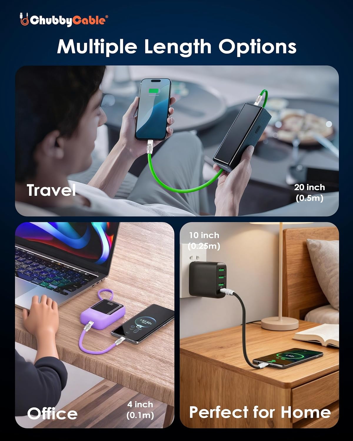 Unbranded Cute Chubby 240W Short USB-C Cable Power Bank Fast Charging Cable Silicone Charger Cord Compatible with iPhone 17-15 Series iPad, Orange, Type-C to Type-C, 20 inch