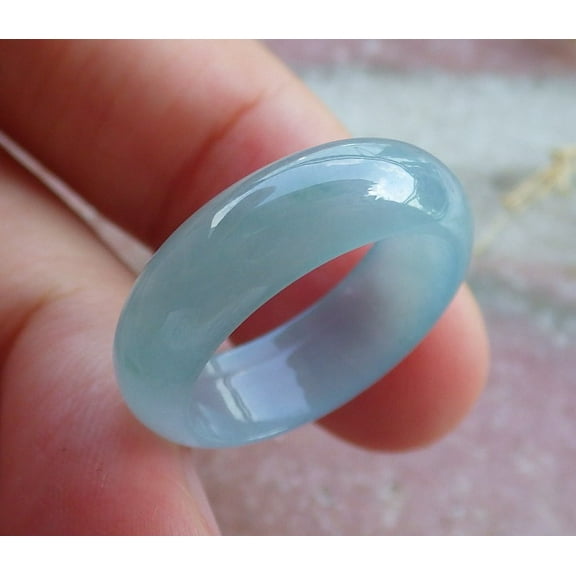 Certified Icy Green Pale Lavender Burma 100% Natural A JADE Jadeite Circle RING USA. 5.5 RING 670470 TN
