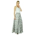 thumbnail image 3 of Bimba Long Flaired Cotton Skirt Boho Style Maxi Elastic Waist Bottoms, 3 of 6