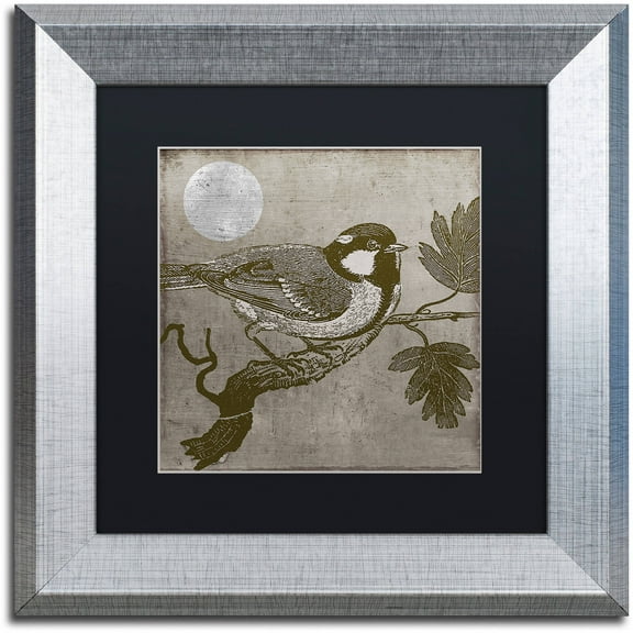Trademark Fine Art "Moon Bird" Canvas Art by Color Bakery Black Matte, Silver Frame