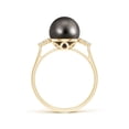 thumbnail image 2 of ANGARA Tahitian Cultured Pearl Ring with Trio Diamonds in 14K Yellow Gold for Women | June Birthstone, Birthday, Anniversary, Jewelry Gift for Women | Pearl Ring, 2 of 8