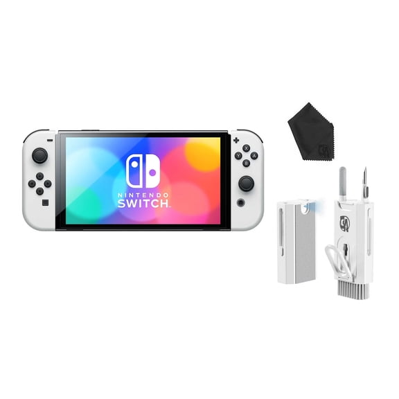 Pre-Owned Nintendo Switch OLED Model White Set with BOLT AXTION Cleaning Kit Bundle