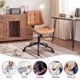 thumbnail image 6 of Armless Office Chair with Wheels, Modern PU Leather Desk Chair with Adjustable Height and 360° Swivel, Walnut Mid-Back Computer Task Chairs for Home, Office, Reading Meeting Room, Brown, 6 of 6