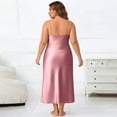 thumbnail image 5 of LWavelet Women's Plus Size Satin Slip Dress Spaghetti Strap V-Neck Elegant Nightgown Maxi Dress Pink 5XL, 5 of 5