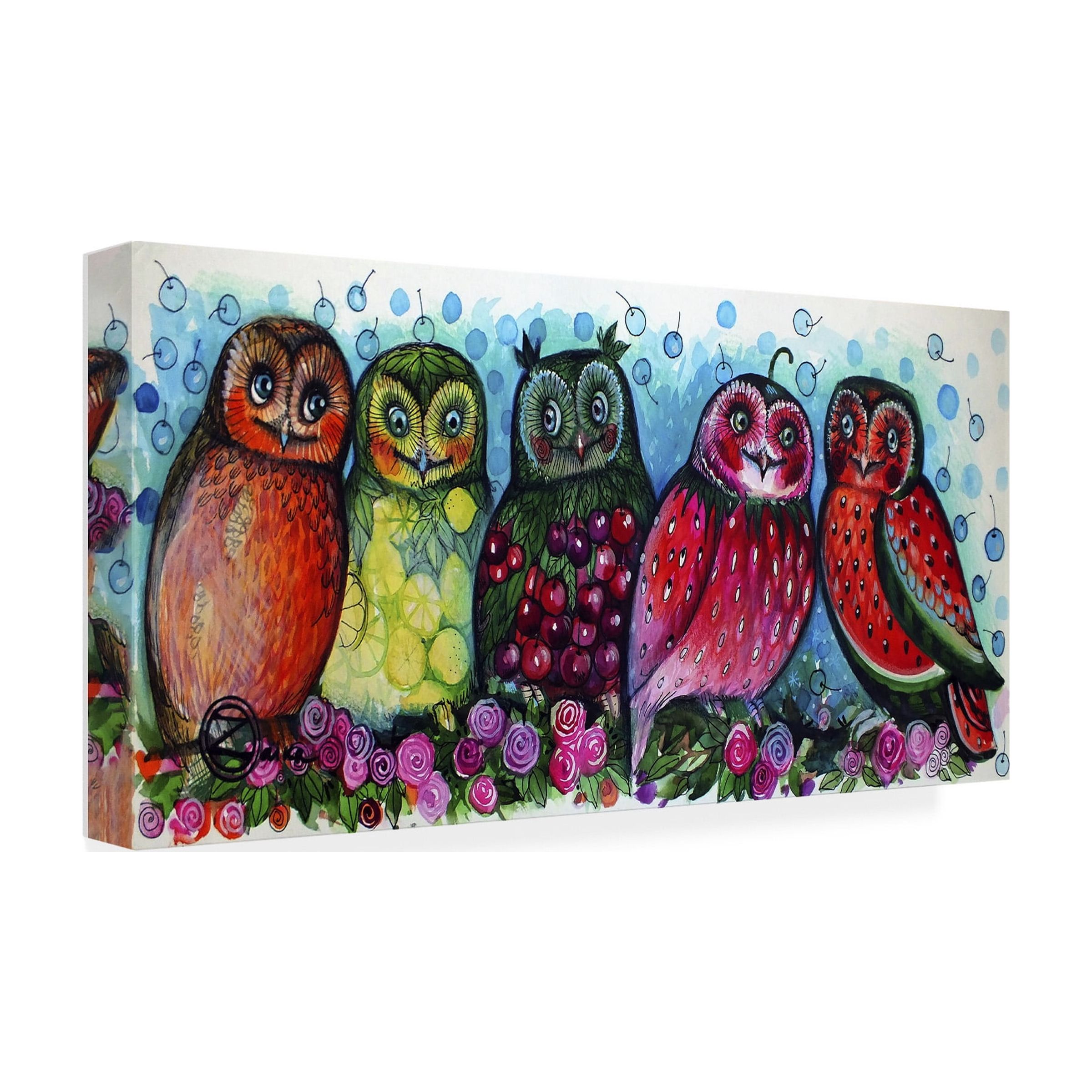 Trademark Fine Art '5 Owls' Canvas Art by Oxana Ziaka