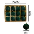 thumbnail image 2 of Eespoir 6cm Flocking Christmas Ball, Dark Velvet Christmas Ornament, Flocked Tree Decoration, For Christmas Tree Decor Holiday Party 12pcs(Green), 2 of 3