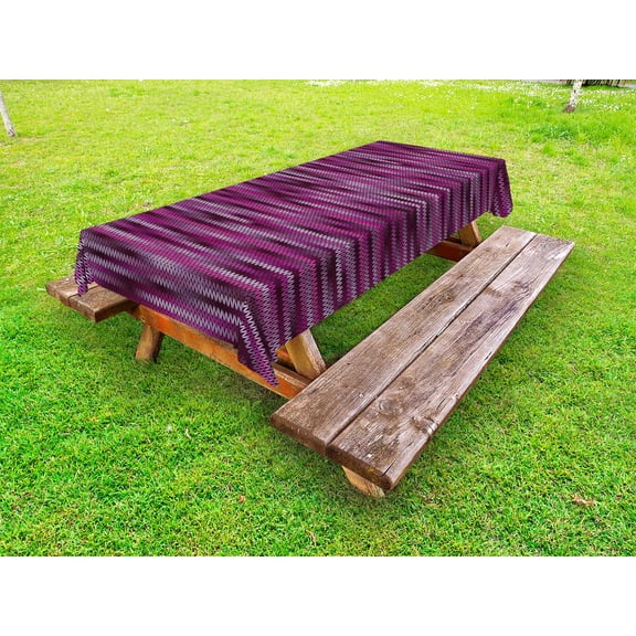 Magenta Outdoor Tablecloth, Vintage Knit Pattern Featured Variations of Pink Tone Nostalgic Vibrant Art, Decorative Washable Fabric Picnic Table Cloth, 58 X 84 Inches,Violet Fuchsia, by Ambesonne