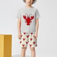 thumbnail image 6 of Quealent Toddler Baby Boy Shorts Set Seafood Embroidered Short Sleeve T-shirts Plaid Elastic Waist Shorts Summer Clothes Beige for Size 7-8 Years, 6 of 6
