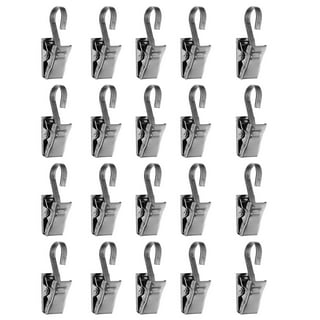 50/25pcs Curtain Rod Ring Clips with Hook, EEEkit Rustproof Metal Drapery  Ring Hanger Clips with Eyelets, Curtain Rods Hangers Rings, 1.26in Interior