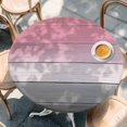 thumbnail image 3 of Round Table Cover 55-60 Inch Pink Gray Waterproof Reusable Table Cloth Round Fitted Vinyl Tablecloth with Elastic Edged for Parties Outdoors, Vintage Country Gradient Wooden Plank Line, 3 of 9
