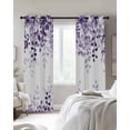 thumbnail image 4 of Purple Blackout Curtains for Bedroom Living Room Darkening Curtains 84 Inch Length 2 Panels Set Eucalyptus Leaves Window Curtain Thermal Insulated Window Treatment Grommet Drapes 52"x84", 4 of 9
