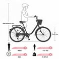 thumbnail image 5 of 【LuckyNote】7 Speed City Bike for Women Steel Frame Included Basket Shimano Shifting Dual Brakes (Multi-Color), 5 of 5
