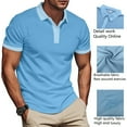 thumbnail image 2 of Men's Waffle Polo Shirt Summer Casual Short Sleeve V Neck T-Shirt Button Solid Color Henley Shirt, 2 of 9