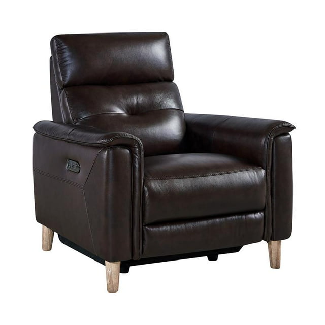 Armen Living Bynes Fauteuil Inclinable Haut en Cuir Grainé avec USB en Brun