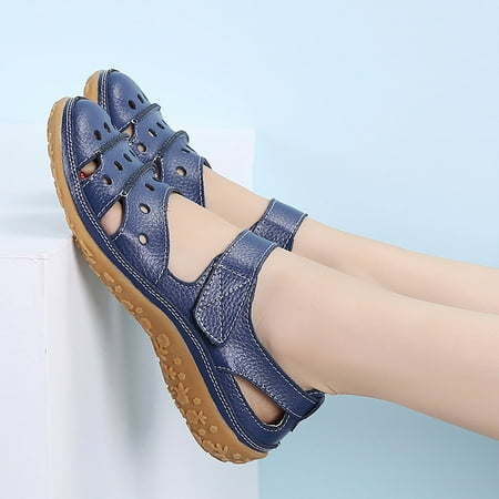 

HIMIWAY Womens Sandals Sandals Women Flat Sandals Women s Single Shoes Casual Breathable Toe Cap Sandals Dark Blue 39