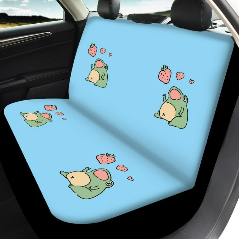 Xoenoiee Strawberry Frog Design Car Seat Covers Full Set Front and Rear Split Bench Seat Covers for Cars Trucks SUV Pack of 4