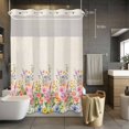 thumbnail image 5 of Spring Flowers No Hooks Shower Curtain with Snap-in Liner Country Colorful Wildflowers Field Retro Linen Shower Curtains for Bathroom, Waterproof, Easy Install, Washable 60"x72", 5 of 9