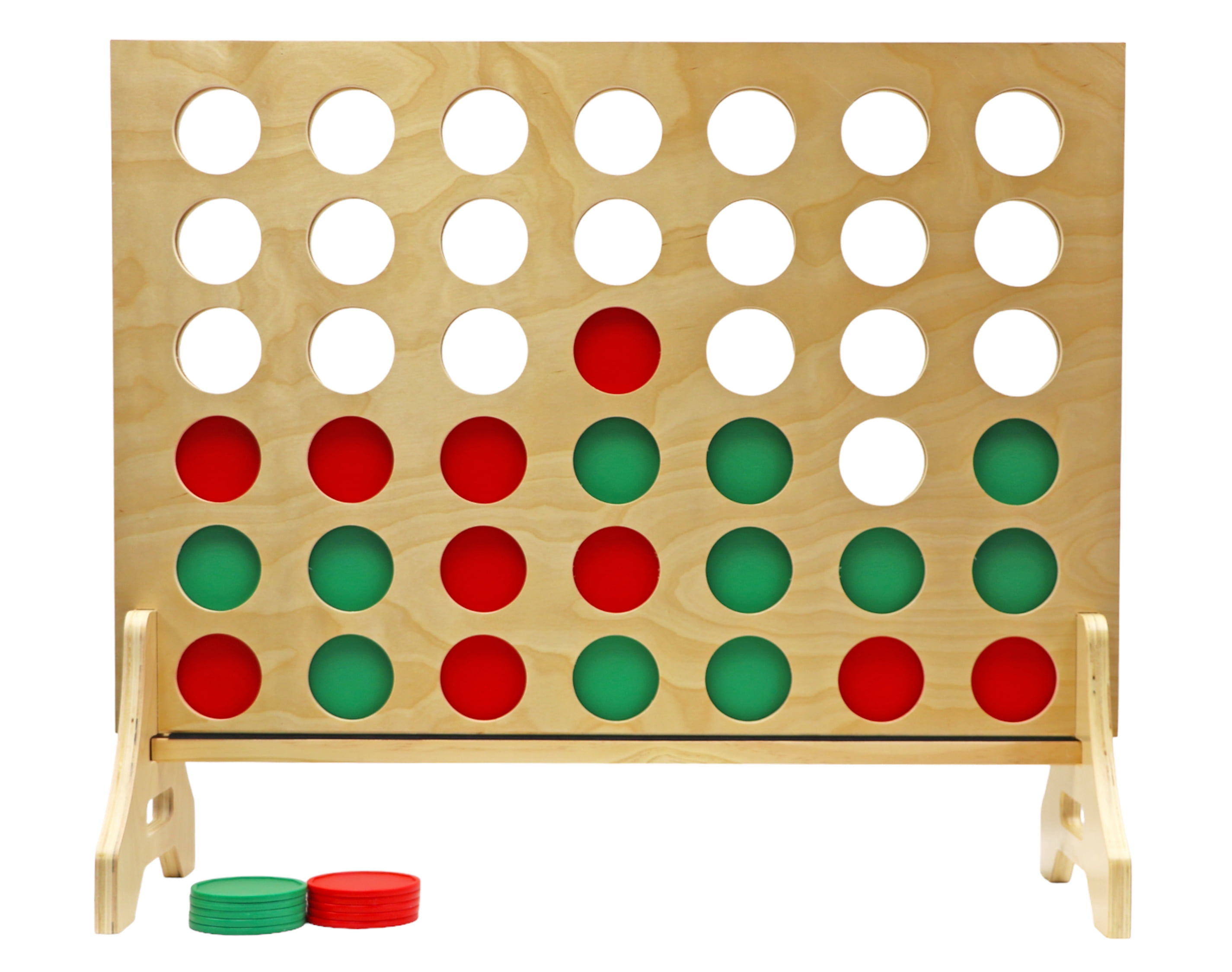 Giant Four In A Row Yard Game – 3ft X 2ft Wood Board With Carrying Case, 42 Pucks, For Tailgates & Backyard Fun