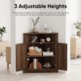 thumbnail image 5 of Smuxee Farmhouse Corner Bathroom Storage Cabinet, Freestanding Triangle Linen Organizer Cabinet with Barn Doors & Adjustable Shelves for Laundry Room,Walnut, 5 of 7