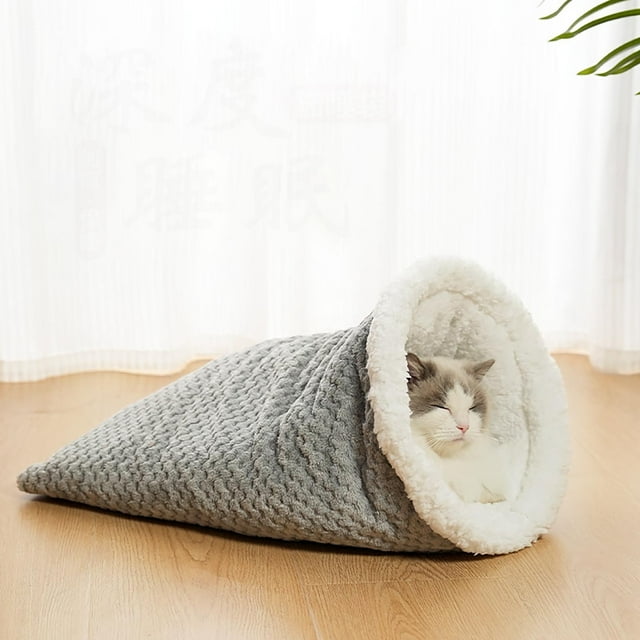 Lit pour Animal Chaud et Fermé, Sommeil Douillet pour Chats d'Intérieur et Petits Chiens, Confort contre l'Anxiété