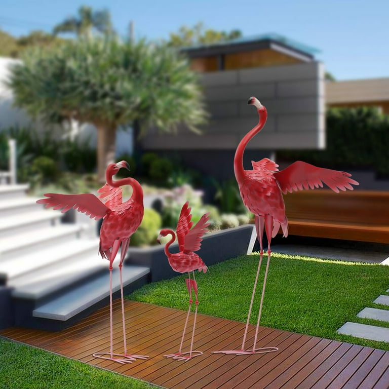 Garden Ornament Metal Pink Flamingo - Free standing 100CM Decoration Outdoor