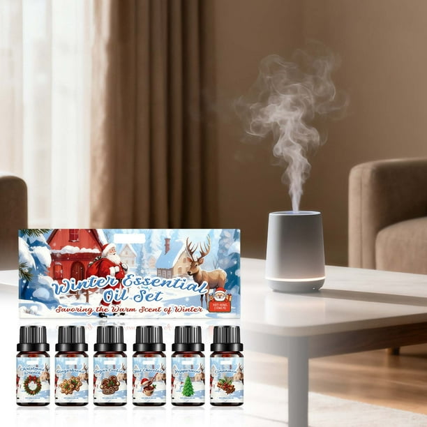Set de aceites esenciales aromáticos de invierno: crea un ambiente fresco y festivo en interiores con aromaterapia para el hogar (60 ml).