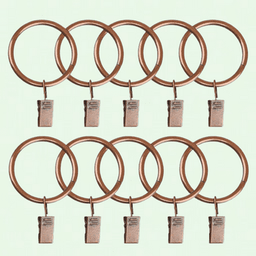 Red Bronze Rustproof Curtain Rings with Garment Clips - Pack of 10 (2.5 Inch, Ring ID 63mm)