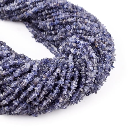 QNAVIC Natural Iolite Gemstone Beads Nugget Chips Drilled Stone Chakra Healing Crystals DIY Jewelry Making Wholesale Bulk Loose Supply Strand 33 inch (1 Strand)