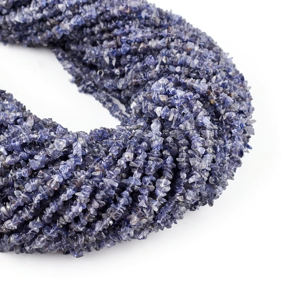 QNAVIC Natural Iolite Gemstone Beads Nugget Chips Drilled Stone Chakra Healing Crystals DIY Jewelry Making Wholesale Bulk Loose Supply Strand 33 inch (1 Strand)