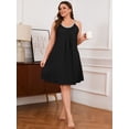 thumbnail image 6 of SHOWMALL Sleeveless Nightgowns for Plus Women Sleepwear Wide Strap Sleep Shirt Pleated Scoopneck Lounge Dress with PocketsBlack 4X, 6 of 7