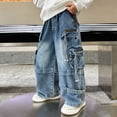 thumbnail image 5 of TOWED22 Boys Baggy Jeans Kids Casual Straight Leg Loose Fit Denim Pants with Pockets 5-14 Years(Blue,13-14 Y), 5 of 9
