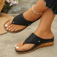 thumbnail image 4 of CYMMPU Women's Hollow Floral Thong Wedge Sandals, Open Toe Platform Flip Flop Slippers, Lightweight Summer Beach Outdoor Shoes Black 41, 4 of 9
