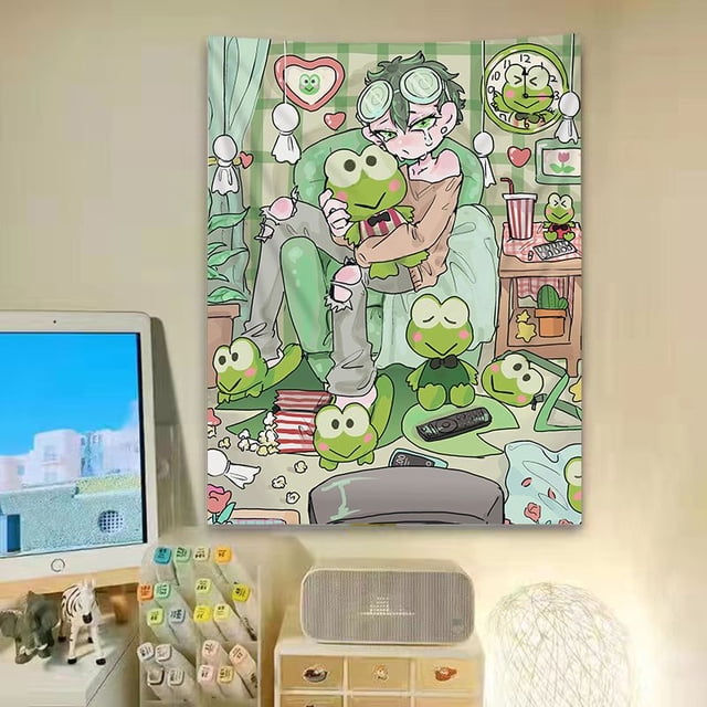 Tela de fondo de la serie Kawaii Sanrio Punk, tapiz de dibujos animados lindo, decoración para dormitorio de niña, tela colgante