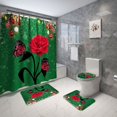 thumbnail image 3 of Juego de alfombrillas de baño con flores navideñas, cuatro alfombrillas combinadas, 3 of 5