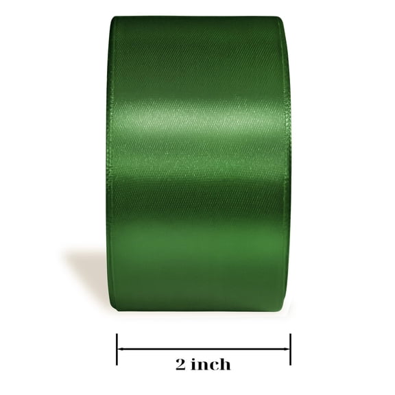 Emerald Ribbon 2 inch Double Face Ribbons for Crafts Gift Ribbon Satin Emerald Solid Ribbon Roll 2 in x 25 Yards