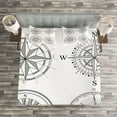 thumbnail image 3 of Ambesonne Compass Quilted Bedspread Set 3 Pcs, Seafaring Monochrome, King Size, Black and White, 3 of 3