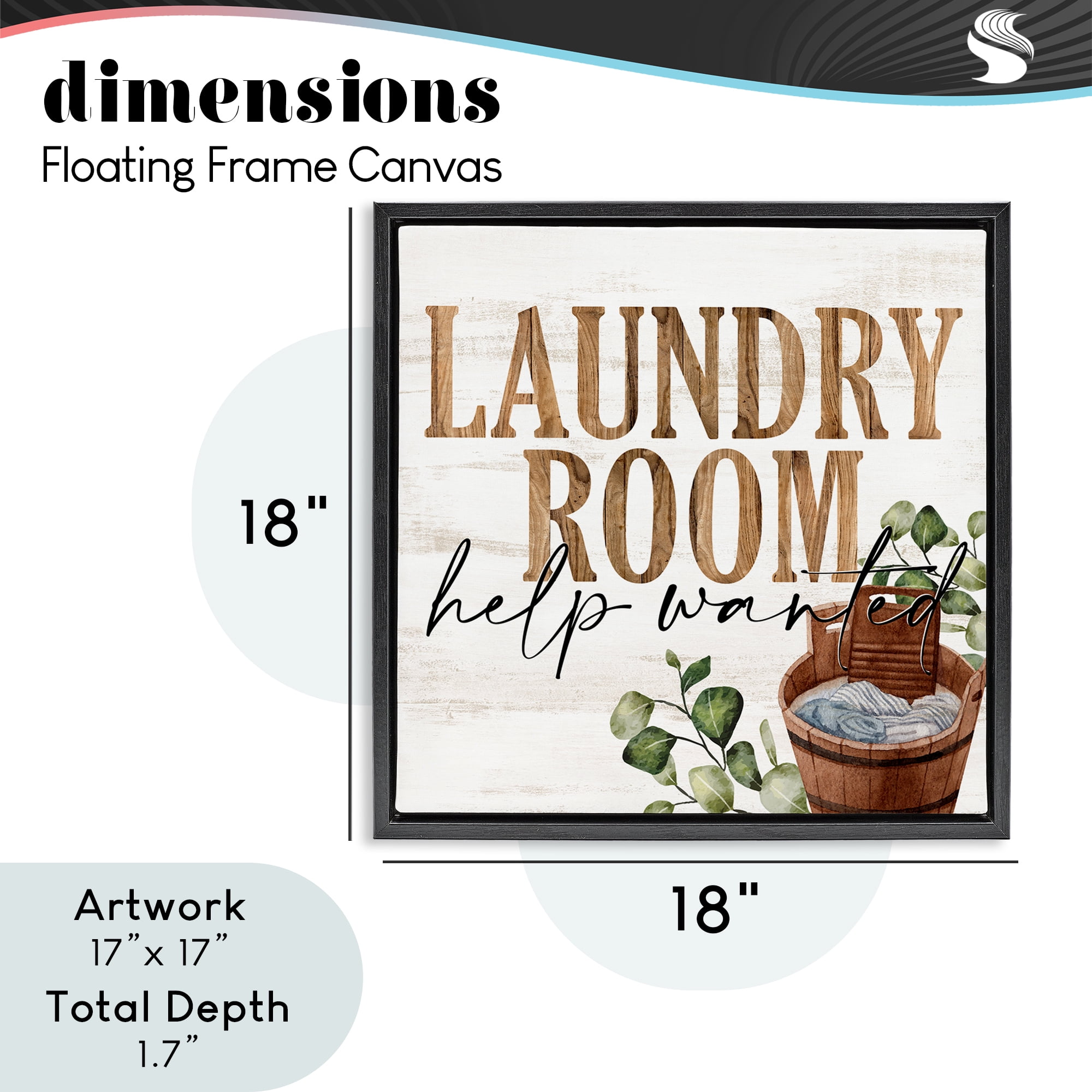 Help Wanted Rustic Laundry Room Black Framed Floater Canvas Wall Art, design by Kim Allen