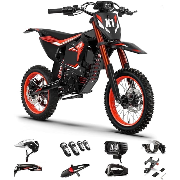 Qronge Electric Dirt Bike for Adults, 60Miles & 50mph, 60V/28.8Ah Battery, 4500W Peak, Dual Hydraulic Brakes, Full Suspension, off-Road Electric Motorcycle for Teen with Deluxe Pack, UL2849 by SGS