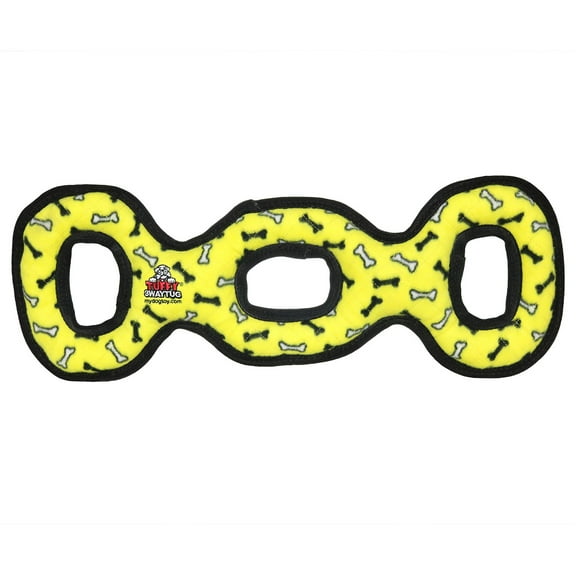 Tuffy Ultimate 3WayTug Yellow Bone Durable Squeaky Plush Dog Toy