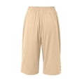 thumbnail image 5 of Cotton Linen Capri Pants for Women Lightweight Elastic Waist Loose Fit Straight Leg Casual Capris with Pockets, 5 of 6