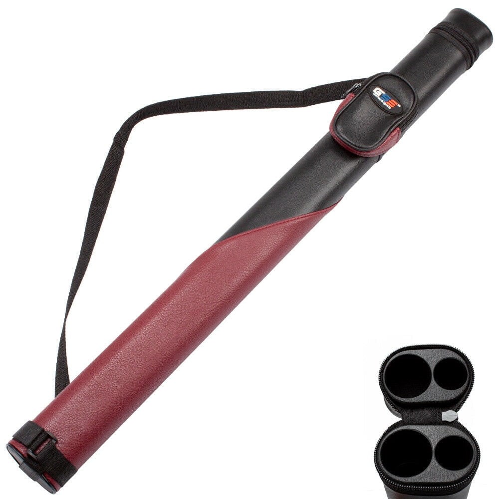 1x1 Deluxe Hard Billiard Pool Cue Stick Carrying Case (Black/Burgundy)