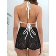 thumbnail image 5 of Women Crochet Cover Up Shorts Hollow Out High Waist Knit Black L, 5 of 6
